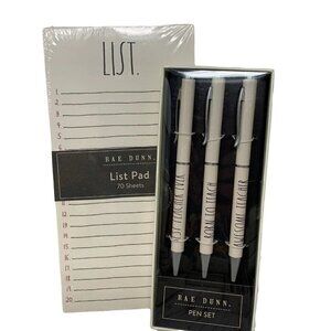 Rae Dunn Notepad 3 Pen Set Black Ballpoint List Note Pad Office Teacher Gift